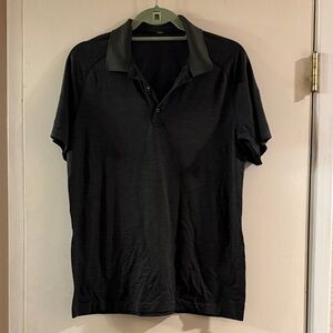 Lululemon Men’s Small Performance Polo Shirt Large Black Heather Short Sleeve